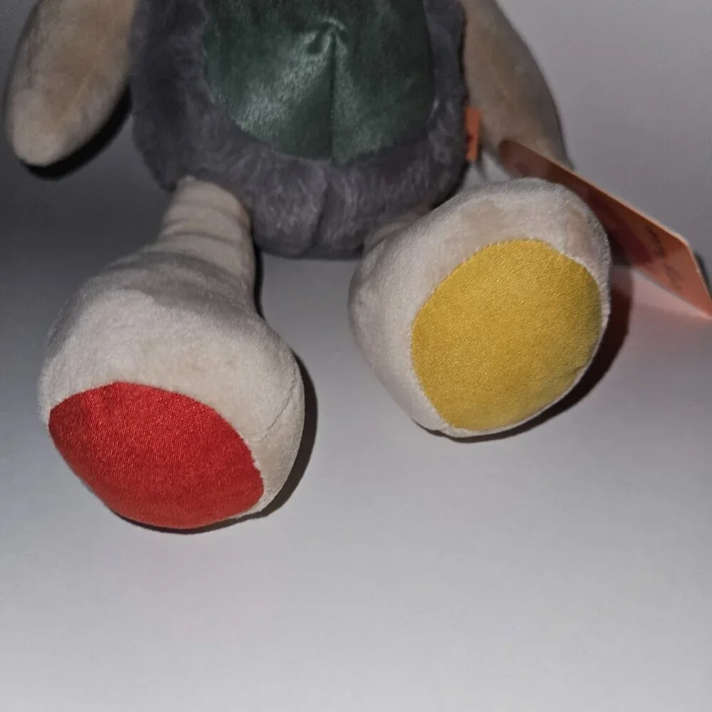 Furry Tales Elephant Plush Lovey Red Yellow Ears Feet Sewn Eyes Soft w/TAG
